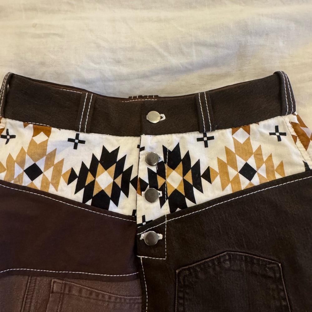 Hargan Patchwork Geometric Patchwork Mini Skirt. - image 2